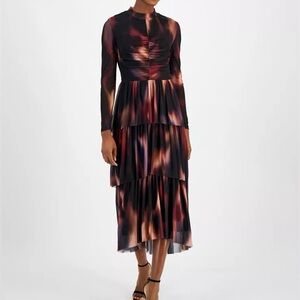 Anne Klein Mock Neck Tiered Dress